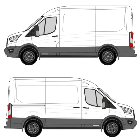 Build Your Own Shelving – Transit (2014 - present) Cargo Van, Wheelbase: 130&quot; Regular, Medium Roof, RWD/AWD, Sliding Door Right